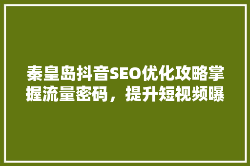 秦皇岛抖音SEO优化攻略掌握流量密码，提升短视频曝光度
