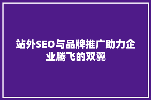 站外SEO与品牌推广助力企业腾飞的双翼