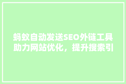 蚂蚁自动发送SEO外链工具助力网站优化，提升搜索引擎排名