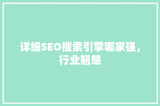 详细SEO搜索引擎哪家强，行业翘楚