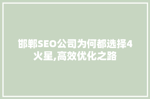 邯郸SEO公司为何都选择4火星,高效优化之路