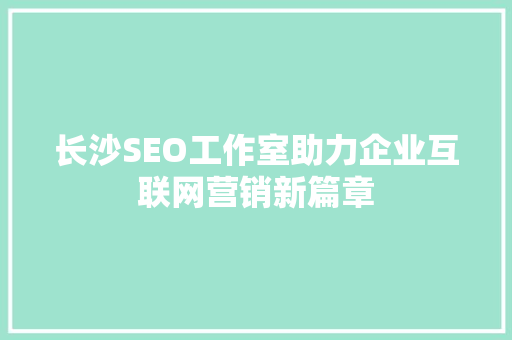 长沙SEO工作室助力企业互联网营销新篇章