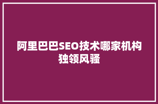 阿里巴巴SEO技术哪家机构独领风骚