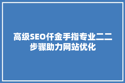 高级SEO仟金手指专业二二步骤助力网站优化