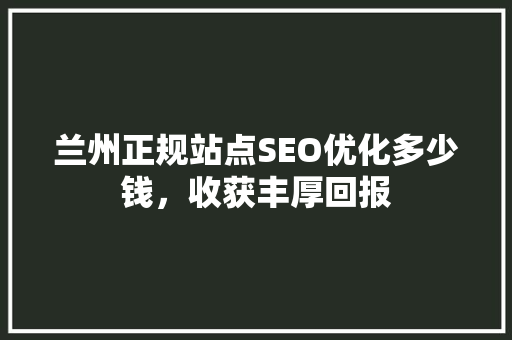 兰州正规站点SEO优化多少钱，收获丰厚回报