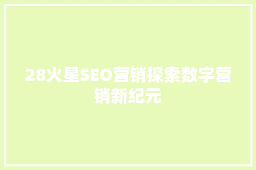 28火星SEO营销探索数字营销新纪元