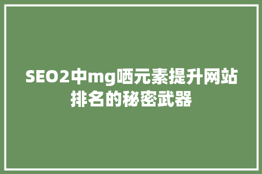 SEO2中mg哂元素提升网站排名的秘密武器