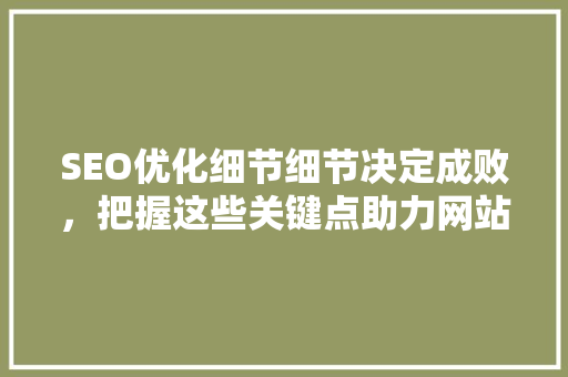 SEO优化细节细节决定成败，把握这些关键点助力网站排名