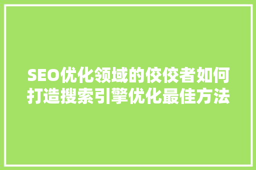 SEO优化领域的佼佼者如何打造搜索引擎优化最佳方法