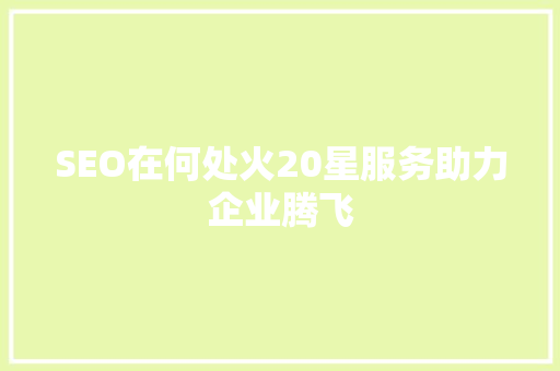 SEO在何处火20星服务助力企业腾飞