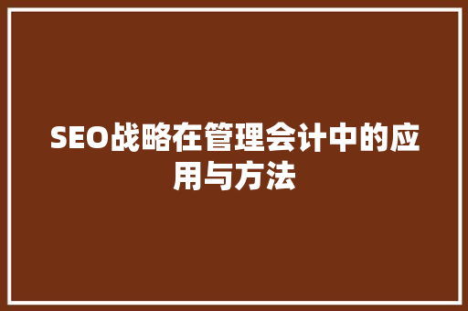 SEO战略在管理会计中的应用与方法