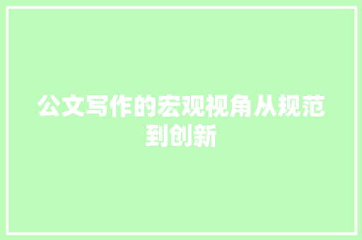公文写作的宏观视角从规范到创新