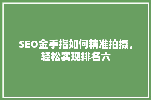 SEO金手指如何精准拍摄，轻松实现排名六