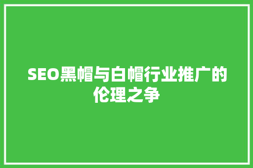 SEO黑帽与白帽行业推广的伦理之争