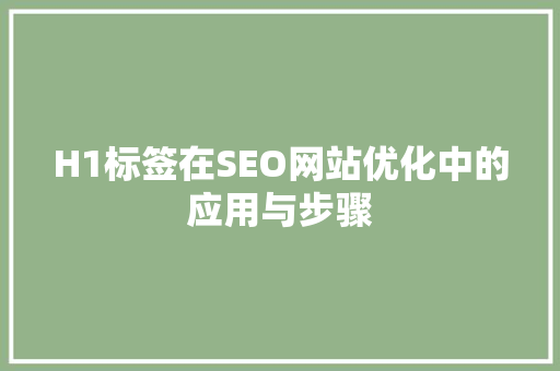 H1标签在SEO网站优化中的应用与步骤  第1张