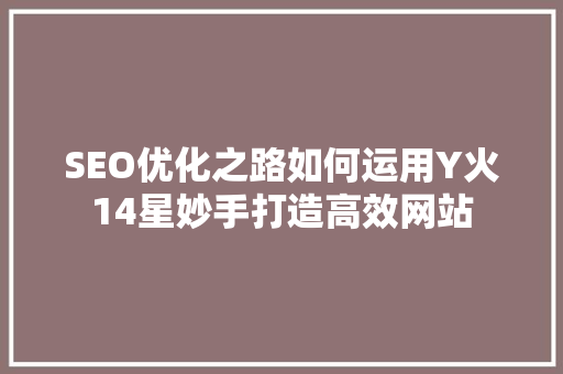 SEO优化之路如何运用Y火14星妙手打造高效网站  第1张