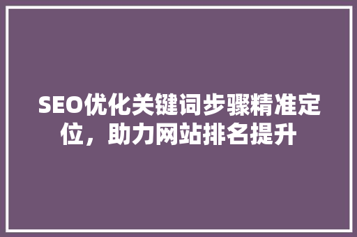 SEO优化关键词步骤精准定位，助力网站排名提升