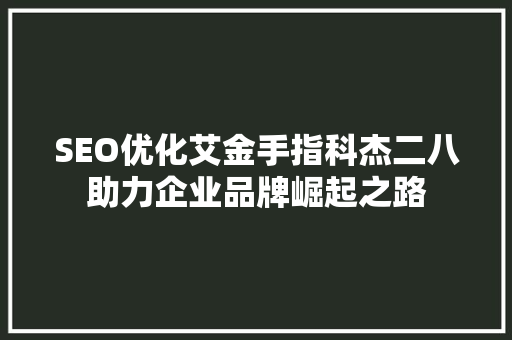 SEO优化艾金手指科杰二八助力企业品牌崛起之路