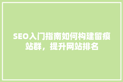 SEO入门指南如何构建留痕站群，提升网站排名