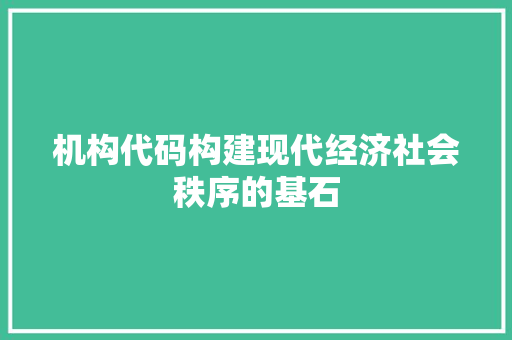 机构代码构建现代经济社会秩序的基石