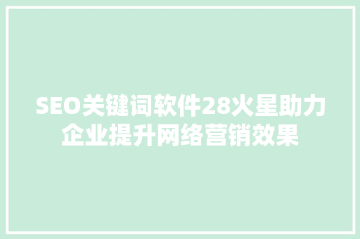 SEO关键词软件28火星助力企业提升网络营销效果