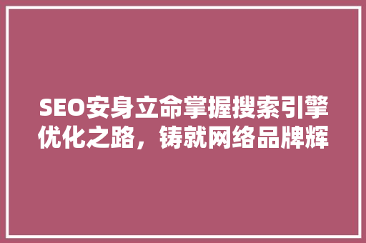 SEO安身立命掌握搜索引擎优化之路，铸就网络品牌辉煌