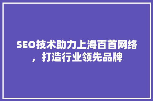 SEO技术助力上海百首网络，打造行业领先品牌