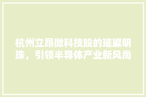 杭州立昂微科技股的璀璨明珠，引领半导体产业新风尚