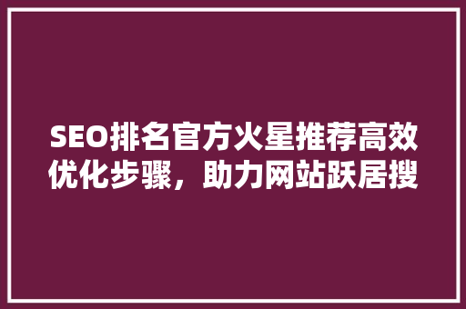 SEO排名官方火星推荐高效优化步骤，助力网站跃居搜索引擎前列