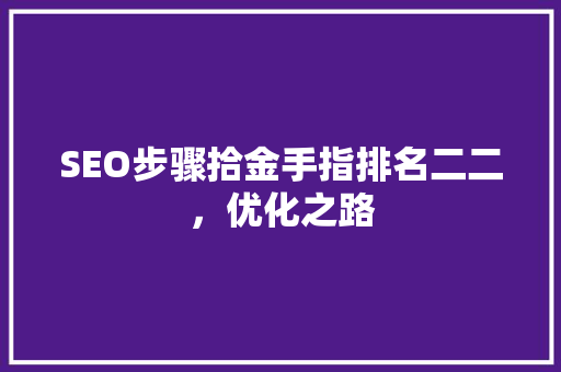 SEO步骤拾金手指排名二二，优化之路