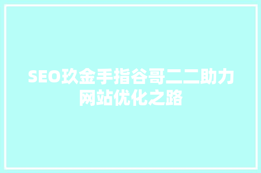 SEO玖金手指谷哥二二助力网站优化之路