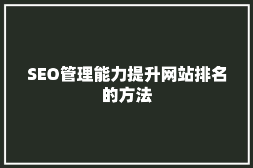 SEO管理能力提升网站排名的方法