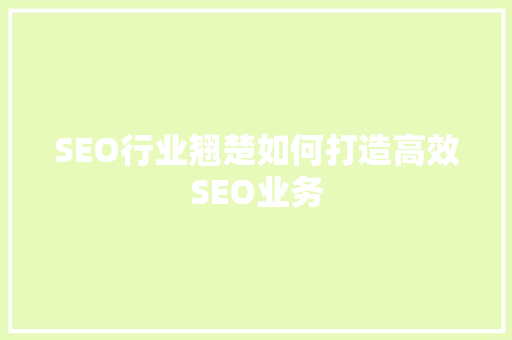 SEO行业翘楚如何打造高效SEO业务  第1张