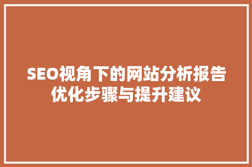 SEO视角下的网站分析报告优化步骤与提升建议  第1张