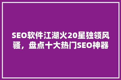 SEO软件江湖火20星独领风骚，盘点十大热门SEO神器