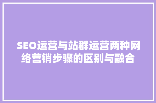 SEO运营与站群运营两种网络营销步骤的区别与融合