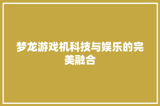 梦龙游戏机科技与娱乐的完美融合