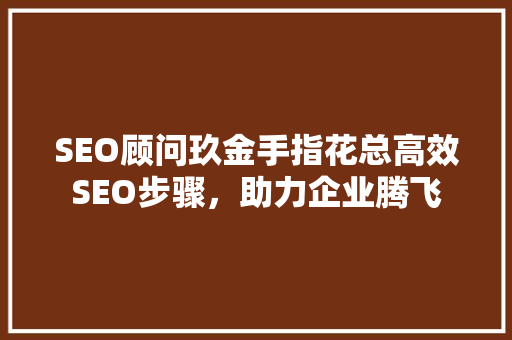 SEO顾问玖金手指花总高效SEO步骤，助力企业腾飞  第1张