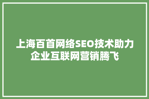 上海百首网络SEO技术助力企业互联网营销腾飞