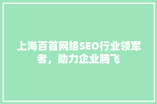上海百首网络SEO行业领军者，助力企业腾飞