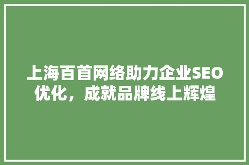 上海百首网络助力企业SEO优化，成就品牌线上辉煌