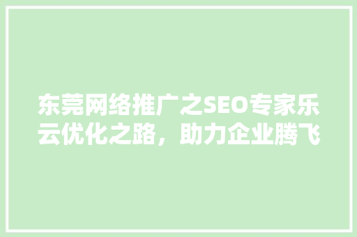 东莞网络推广之SEO专家乐云优化之路，助力企业腾飞