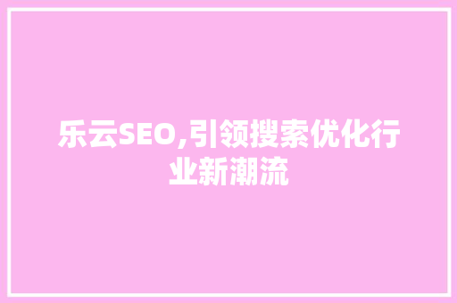 乐云SEO,引领搜索优化行业新潮流