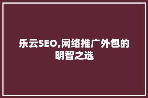 乐云SEO,网络推广外包的明智之选