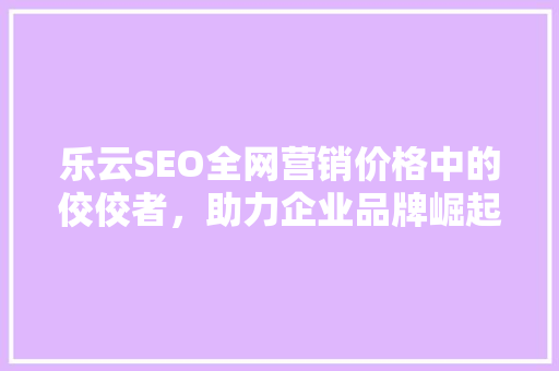 乐云SEO全网营销价格中的佼佼者，助力企业品牌崛起