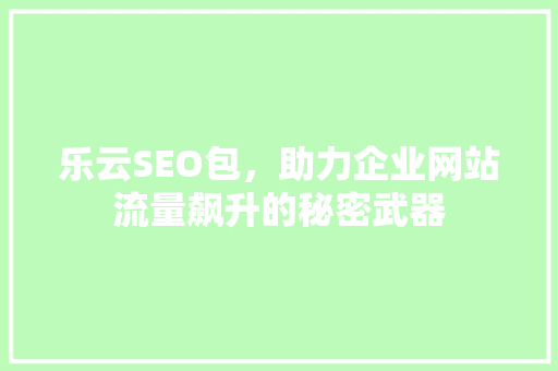 乐云SEO包，助力企业网站流量飙升的秘密武器
