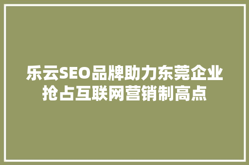 乐云SEO品牌助力东莞企业抢占互联网营销制高点