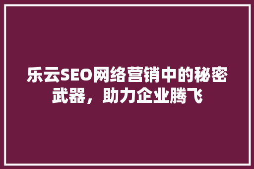 乐云SEO网络营销中的秘密武器，助力企业腾飞
