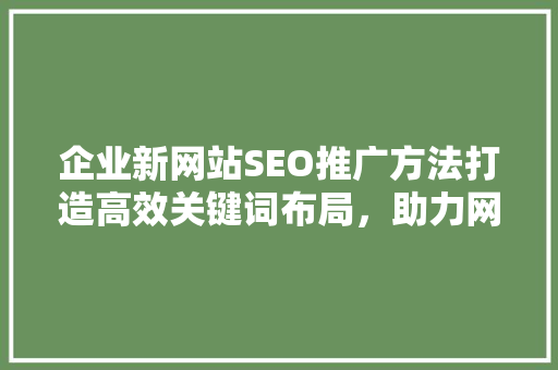 企业新网站SEO推广方法打造高效关键词布局，助力网站优化与排名提升