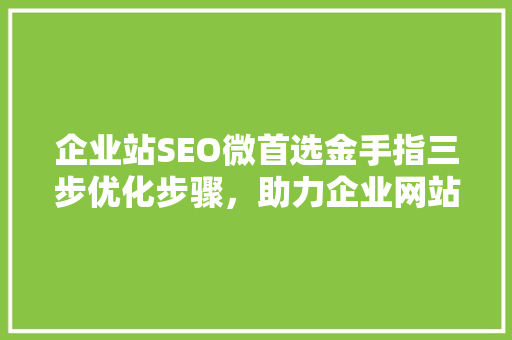 企业站SEO微首选金手指三步优化步骤，助力企业网站流量飙升